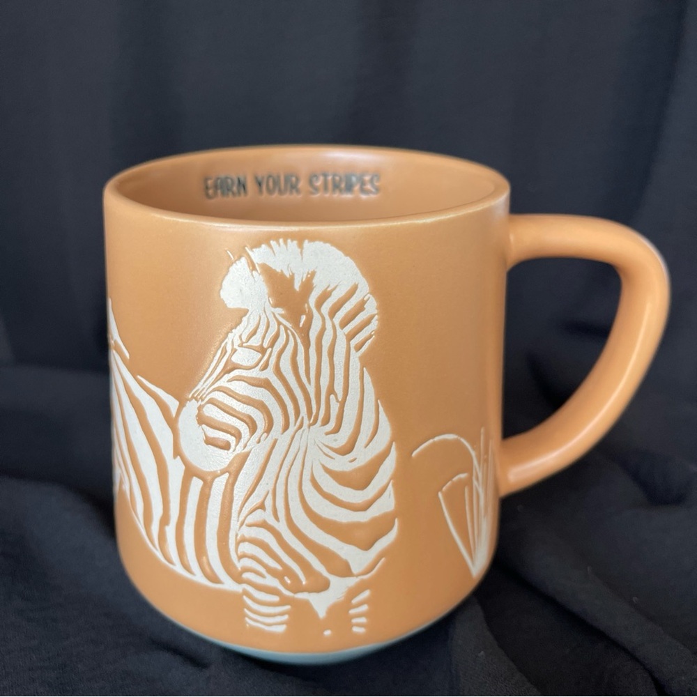Wild Sage Zebra Embossed EARN YOUR STRIPES Coffee Mug Tea Cups-18oz-RARE